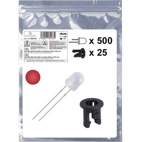 Quadrios 25O218 LED-assortiment Rood Rond 5 mm 700 mcd 20 mA 2.0 V