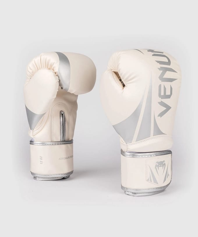 Venum Challenger 2.5 Bokshandschoenen – Wit/Zilver – 10 oz – PU Leer – Unisex Training & Sparring Gloves