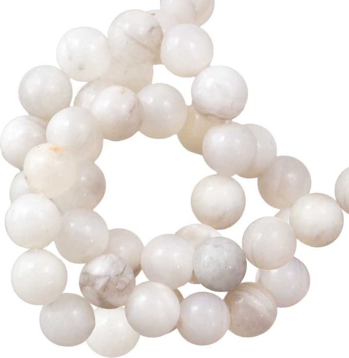 Witte Agaat Kralen (6 mm) 61 Stuks