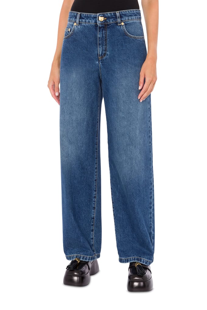 Moschino Teddy Bear Button Denim Trousers Blue Maat: 44 | Jeans Outlet | Dames | Blauw