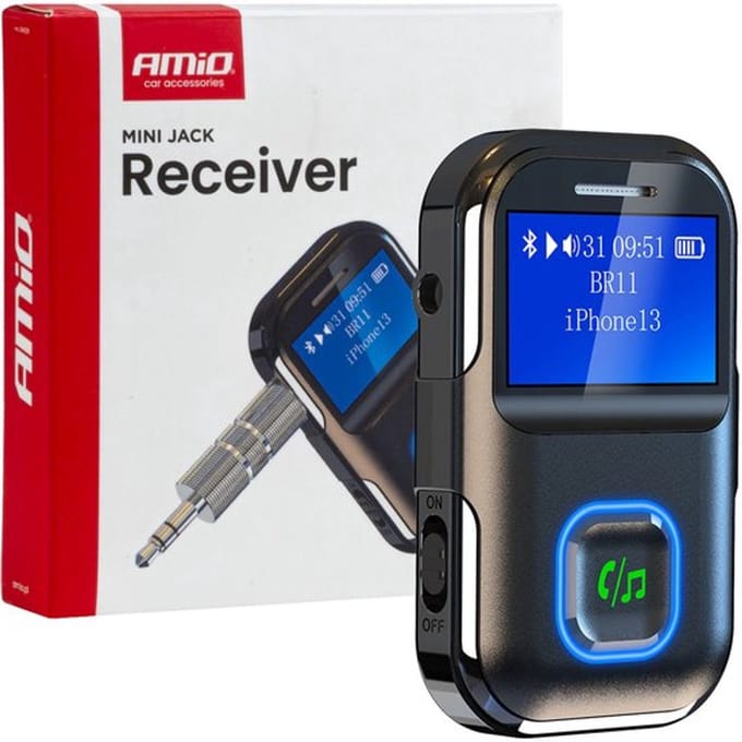 AMiO Draadloze Mini LCD Audio Bluetooth Receiver TX/RX Ontvanger – 3.5mm AUX Jack Muziekstreaming Handsfree