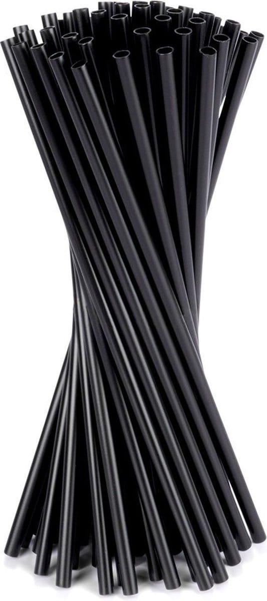 Vilde Drinkrietjes Plastic - 22 cm - Zwart