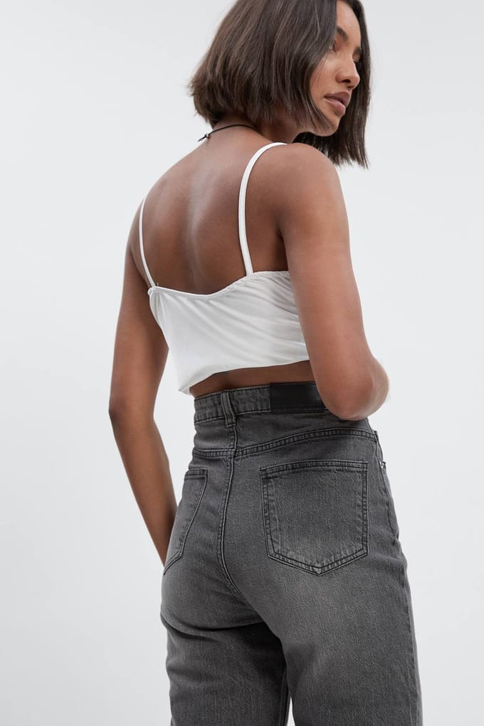 boohoo Dames Hoge Basic Slim Fit Jeans | Mid Grey | Maat: 8/36L