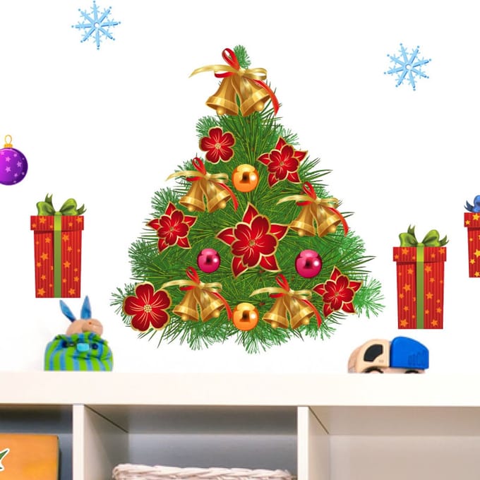 Kerstdecoratiestickers - Zelfklevende kerststickers - Feestelijke decoraties - 80x80cm