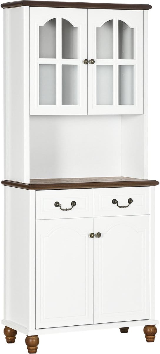 Clruro Keukenkast - 76 × 38 × 182 cm - Hoog met 2 Lades en Soft-Close - Wit