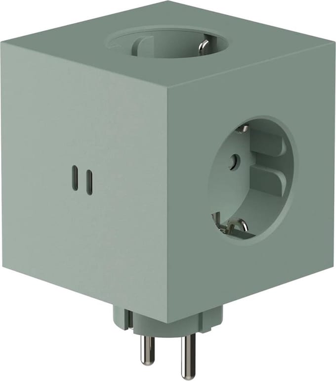 AVOLT Square 2 Socket extender with 30W Dual USBC Oak Green