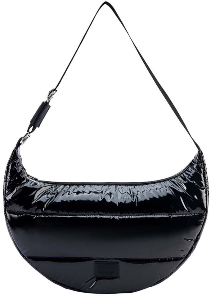 SEIDENFELT MANUFAKTUR schoudertas Norrlida Glossy Nylon Halfmoon Bag Black zwart