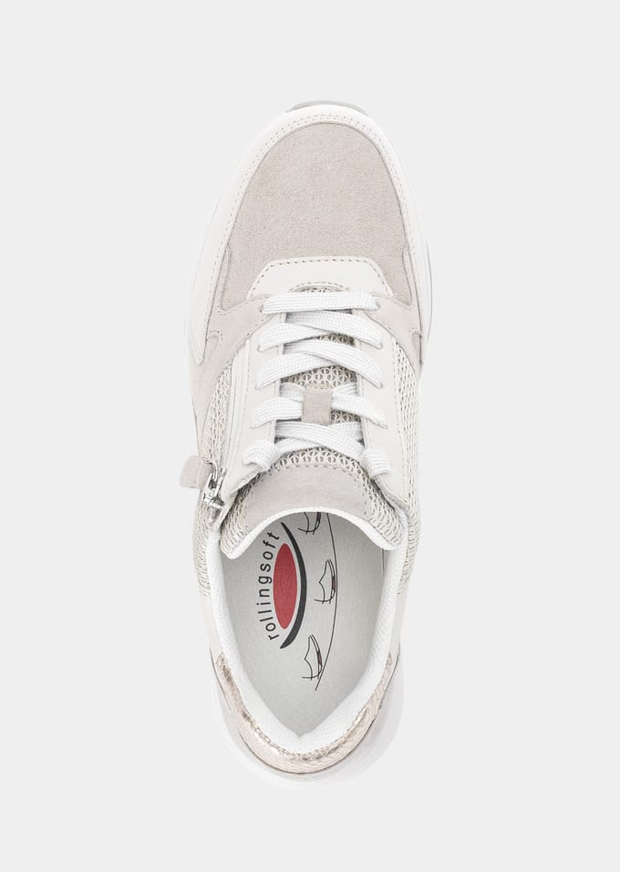 Leren sneakers met ritssluiting - wit / beige - Gr. 36 van Goldner Fashion