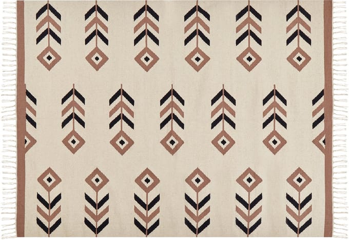 NIAVAN - Vloerkleed - Beige/zwart - 140 x 200 cm - Katoen