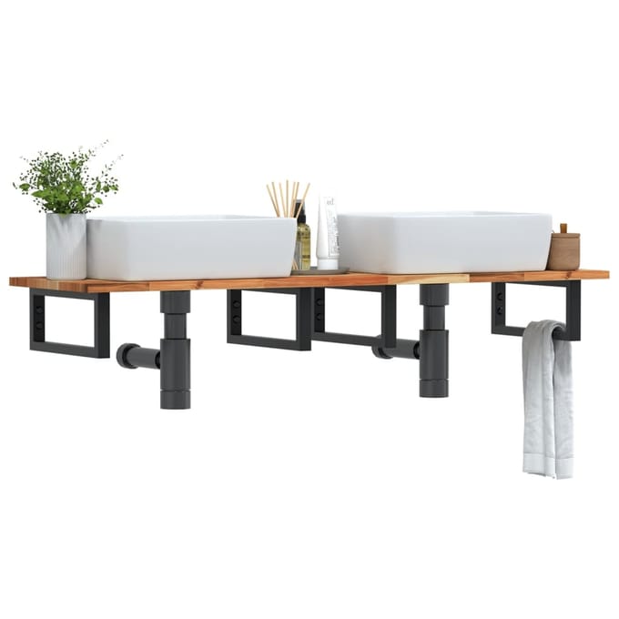 vidaXL - Badkamer - wandschap - staal - en - massief - acaciahout