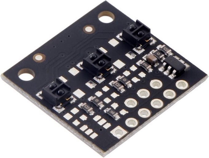 QTRX-MD-03A Reflectiesensor Array: 3-kanaals, 8 mm pitch, analoge output, lage stroom Pololu 4443