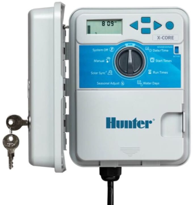 Hunter - beregeningscomputer - X-Core 601i (buitenmodel IP54) - 6 stations - 3 programma's met elk 3 start tijden
