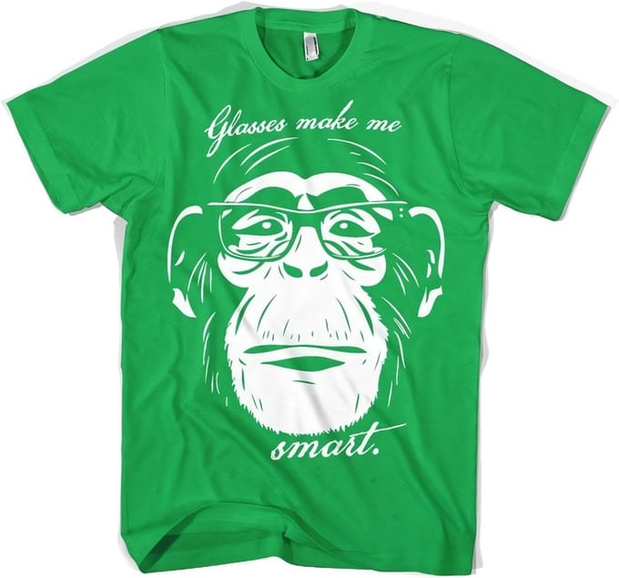Hybris T-shirt ‘Glasses Makes Me Smart’ – groen