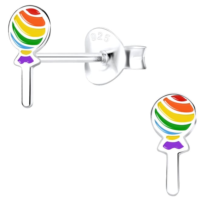 Joy|S - Zilveren lolly oorbellen - multicolor - 4 x 8 mm