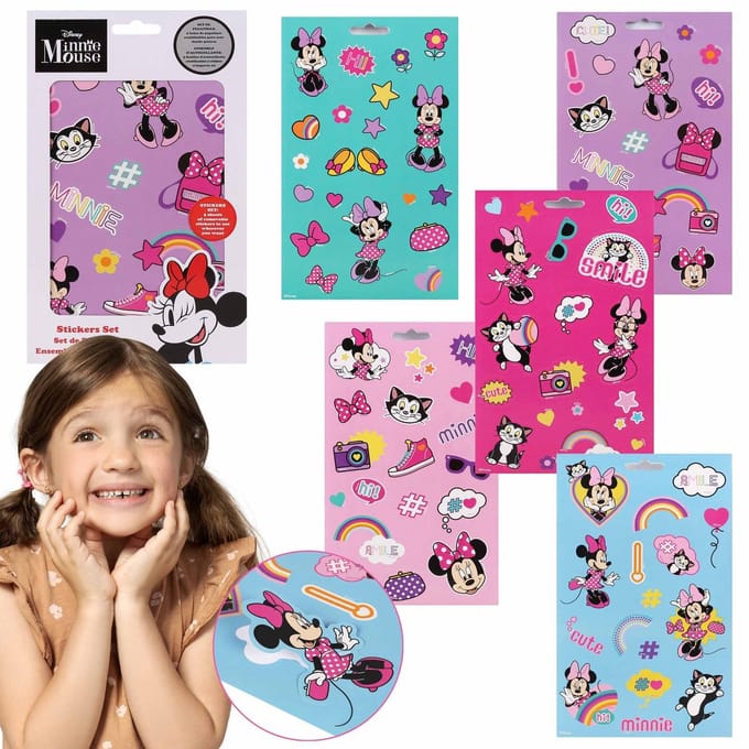 Minnie Mouse Kleurrijke stickerset, stickers voor kinderen, 5 vellen