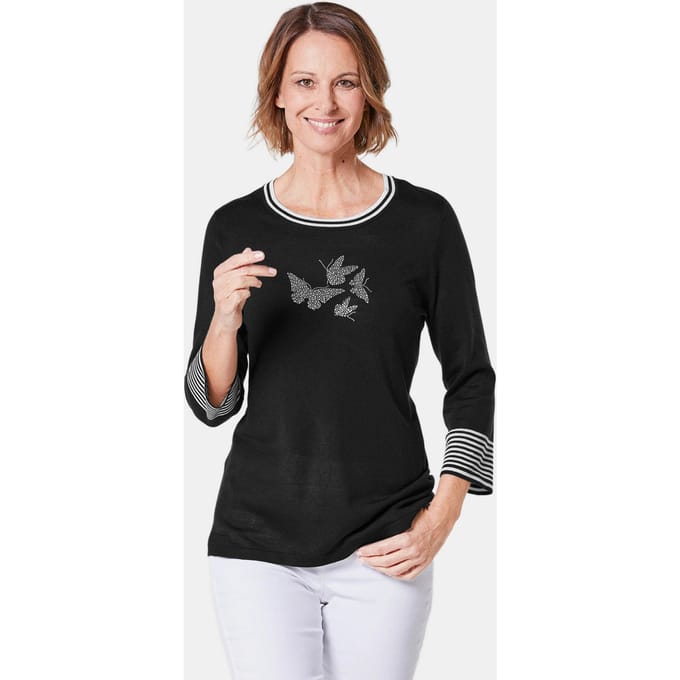 Pullover met elegant motief - zwart / wit - Gr. 46 van Goldner Fashion