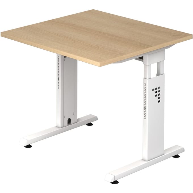 MEGA 8 W | Bureau - 80 x 80 Tafelhoogte I In hoogte verstelbaar Eiken/Wit