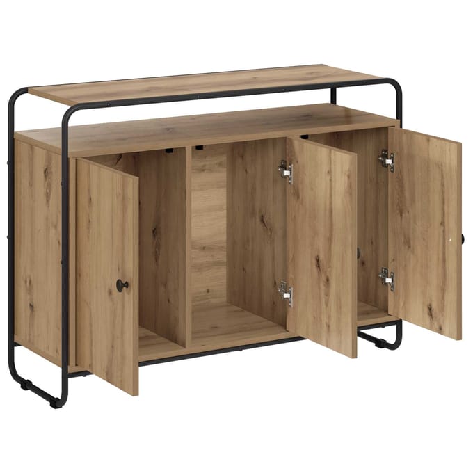 vidaXL - Dressoir - Artisanaal - eiken - 102 - x - 35 - x - 75 - cm - Bewerkt - hout
