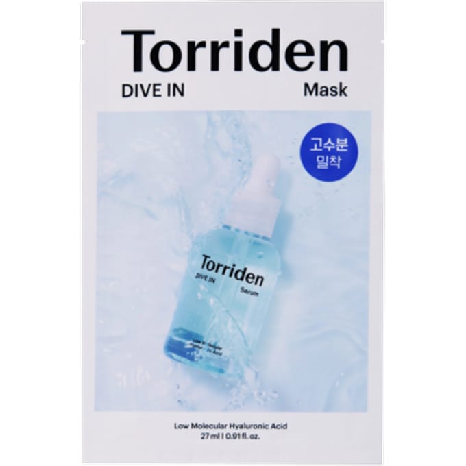 [Torriden] DIVE-IN Low Molecule Hyaluronic Acid Mask Pack 27ml*10EA 1EA white