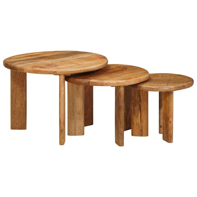 vidaXL - Nesting - Koffietafels - 3 - st - Bruin - Ø - 54 - x - 40 - cm - Massief - Mango - Hout