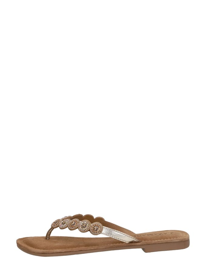 Lazamani - Lea Dames Slippers Leer Gold - Maat 36
