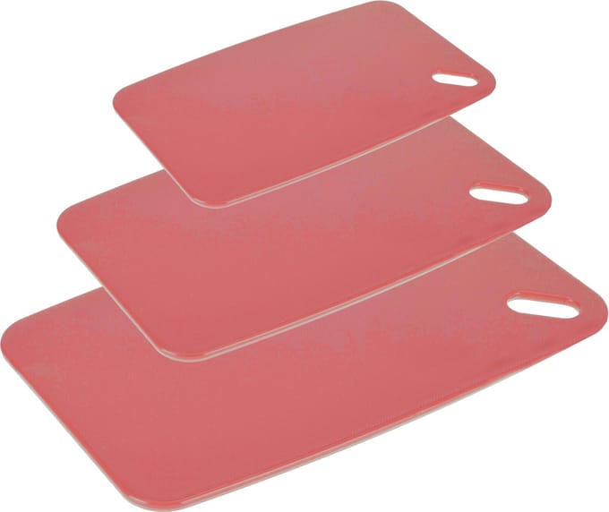 Excellent houseware Snijplanken - set van 3 - kunststof - rood - 24/30/35 cm