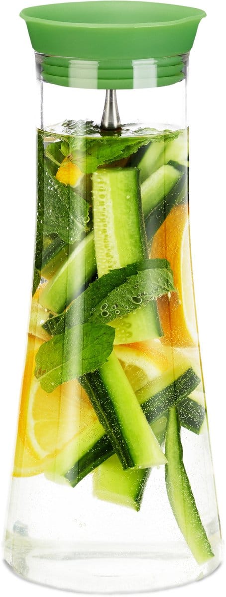 glazen karaf - 1 l - met deksel - glas - vaatwasserbestendig - waterkaraf