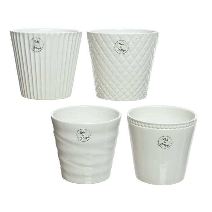 OttoSimon bloempot keramiek decoratief 4 assorti wit modern.