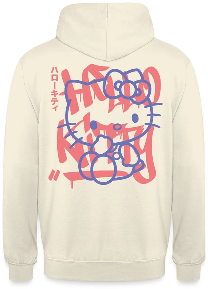 Hello Kitty Met Graffiti-Stijl Lettertype Hoodie Unisex