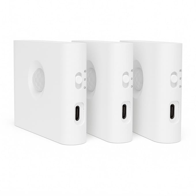 Wandlampjes met Bewegingssensor - Set van 3 - Oplaadbare LED Nachtlamp - Warm Wit - Draadloze Kast- & Trapverlichting - USB-C -Wit