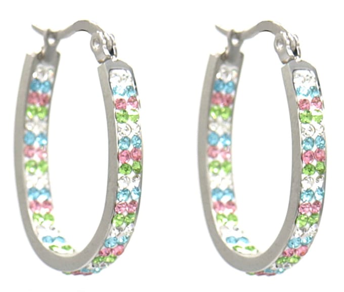 Oorbellen met Kralen - Oorringen RVS - 2,8 cm - Zilverkleurig