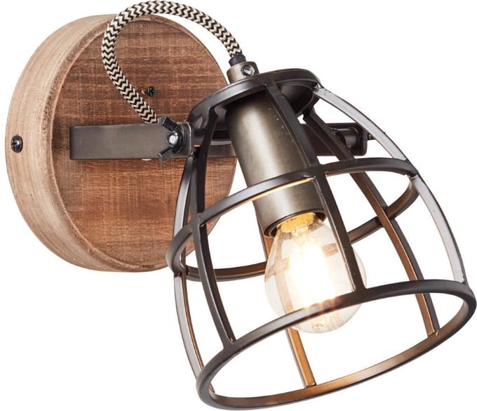 Brilliant Matrix - Plafondspot - E14 max 1x28W - Zwart/Hout