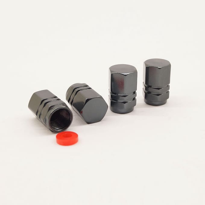 Schrader (auto) ventiel - Grijs hexagon met afdichting ventieldop