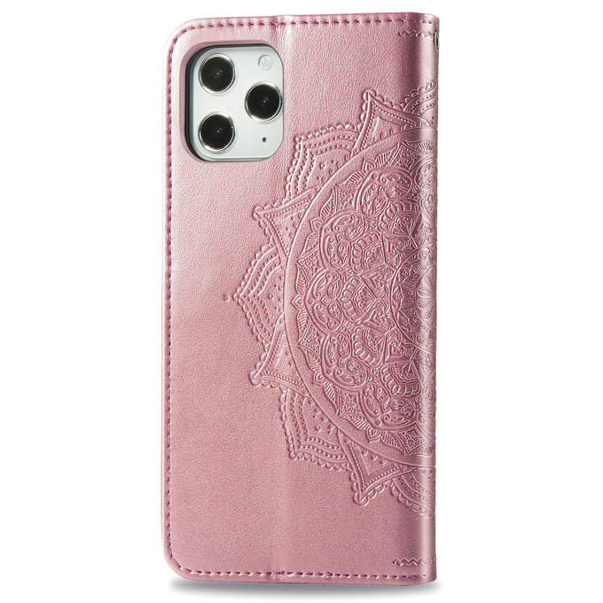 Mandala Bookcase voor de Apple iPhone 12 (Pro) - Rosé Goud