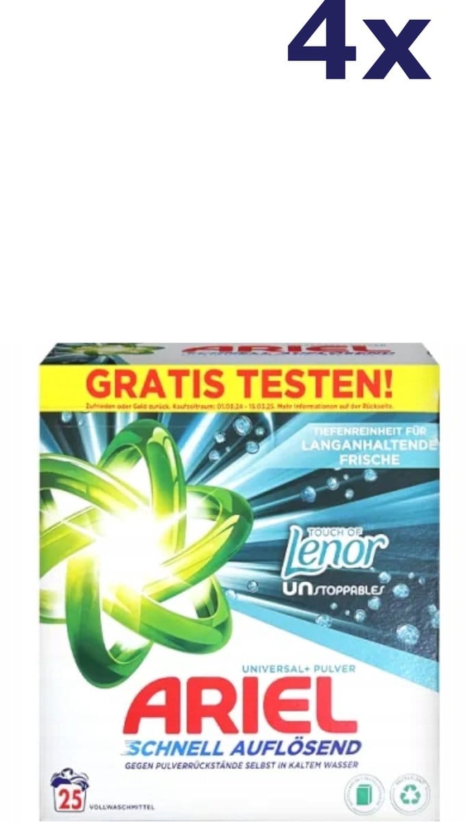 4x Ariël Poeder - 25sc1.5kg - universal+ - touch lenor unstoppables Waspoeder