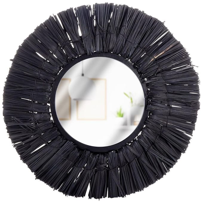 Home Styling Collection - Wandspiegel - Cirkulair - Zwarte Raffia