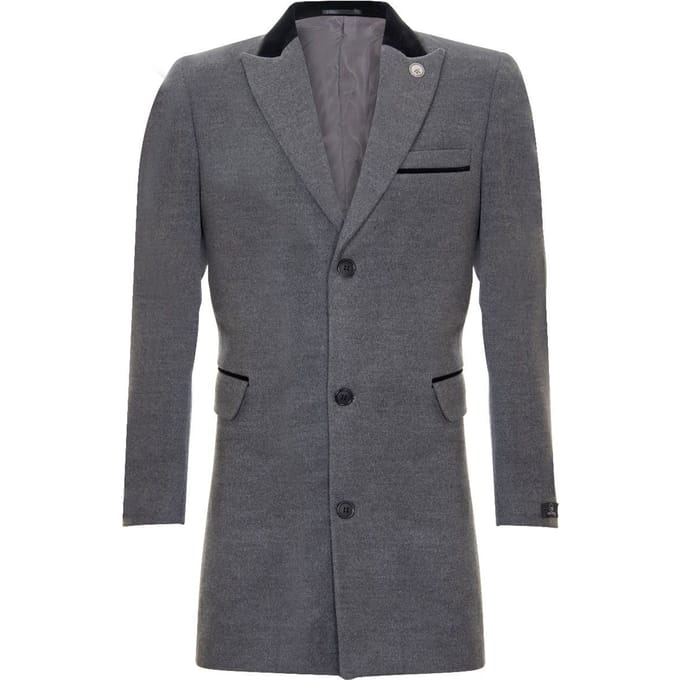 Heren 3/4 grijze lange Crombie overjas jas visgraat tweed jas Peaky Blinder