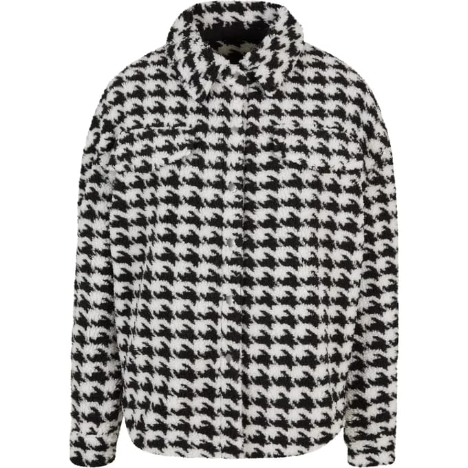 Urban Classics - AOP Sherpa Overshirt Blouse - XXL - Zwart/Wit