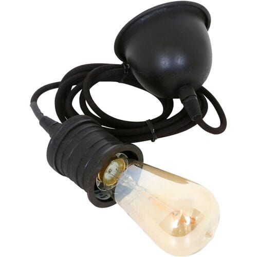 KS Verlichting Messing Wire & Holder E40 Antiek zwart