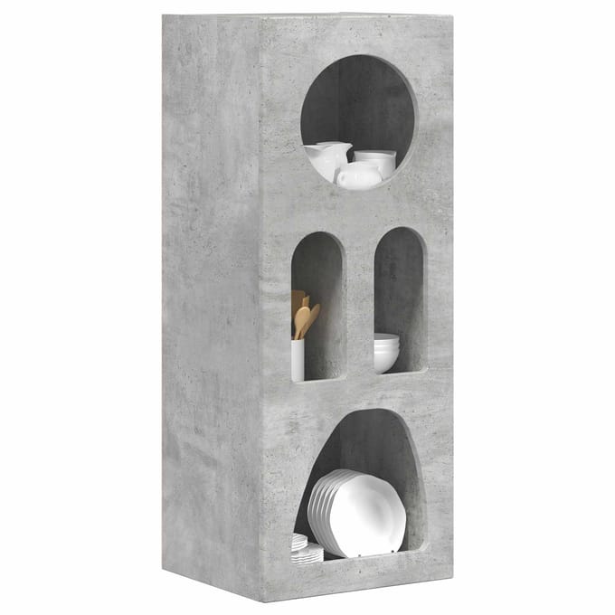 vidaXL - Dressoir - ELST - Beton - Grijs - 40 - x - 35 - x - 100.5 - cm - Bewerkt - hout