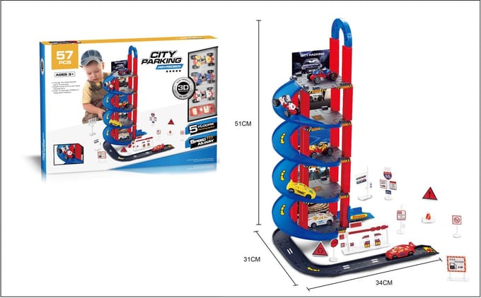 Garage parking 5 verdiepingen + 4 voertuigen en accessoires