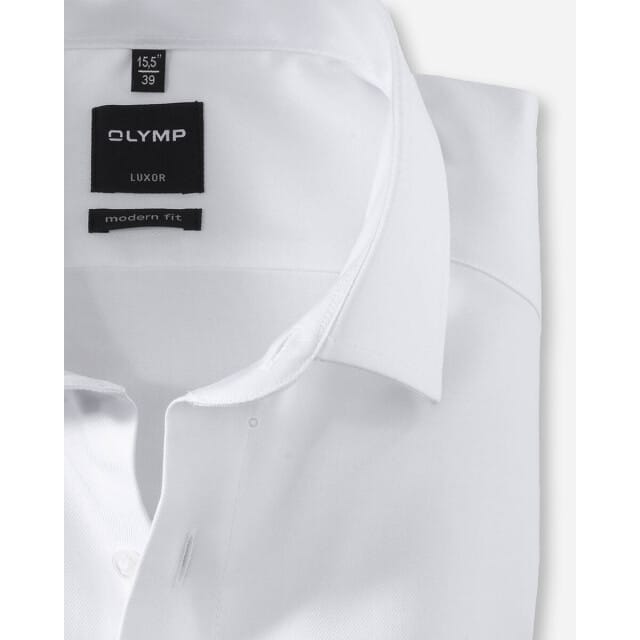 OLYMP Luxor modern fit overhemd - wit twill - Strijkvrij - Boordmaat: 39