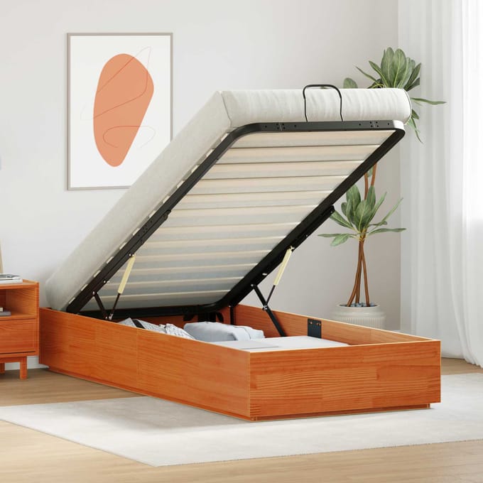 vidaXL - Ottoman - bedframe - met - opbergruimte - Wasbruin - 90 - x - 190 - cm