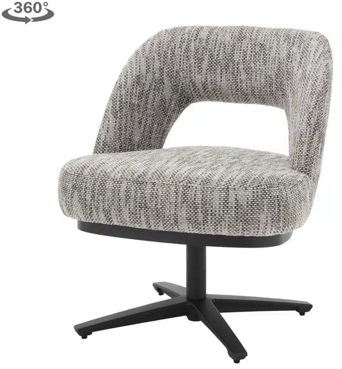 Tower Living Eetkamerstoel Caldes draaibaar Chenille - TED 8 white-grey