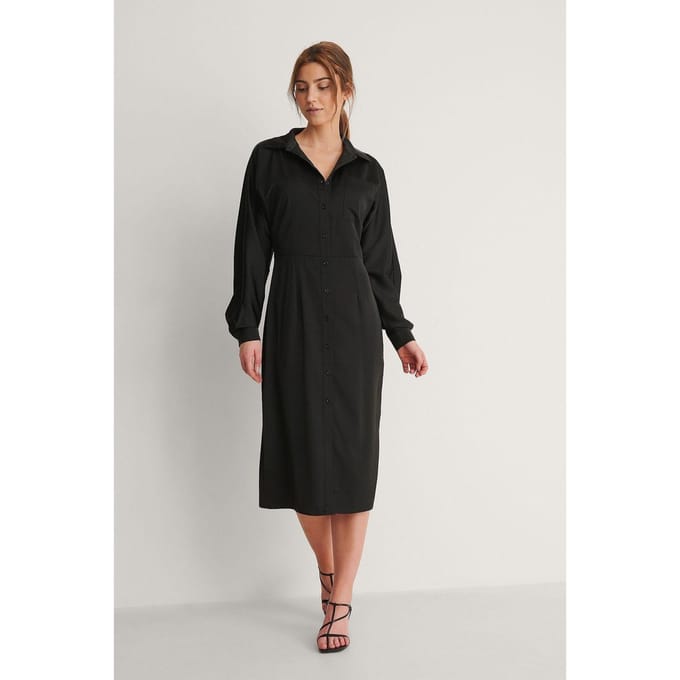 Na-kd Buttoned Midi Dress Jurken - Zwart