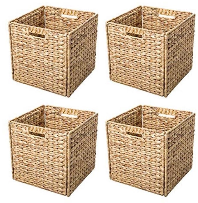 Opvouwbare Hyacint Opbergmanden (set van 4) met ijzeren draadframe