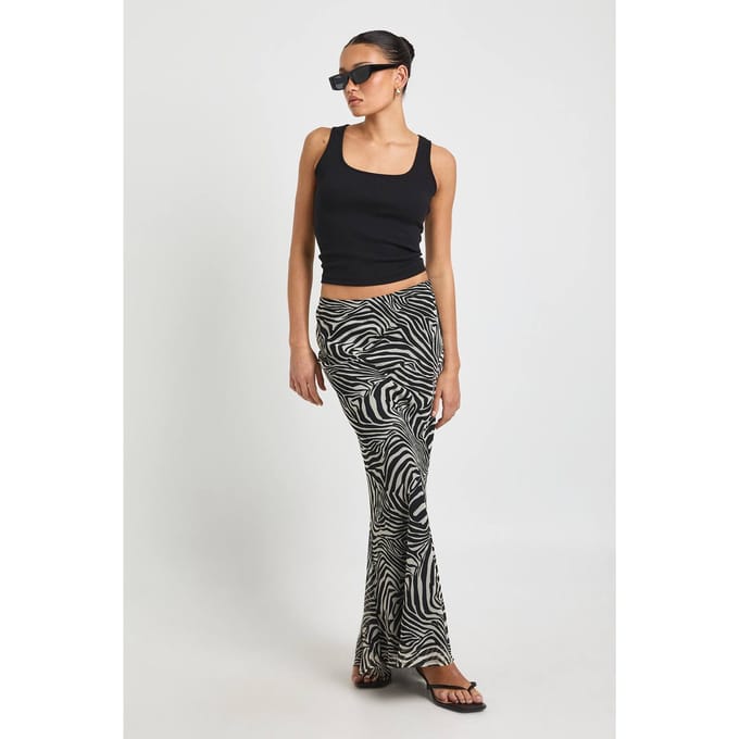boohoo Dames Zebra Print Chiffon Maxi Rok | Maat: 6