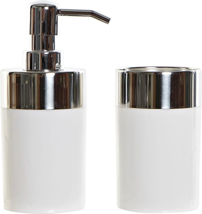 Items Zeeppompje - incl. beker - wit - polystone - 16 cm - badkamer accessoires