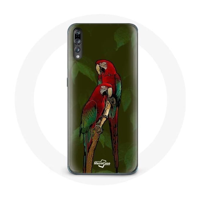 Coque - Huawei - P20 - Rouge - Pionus Perroquet - Souple rouge