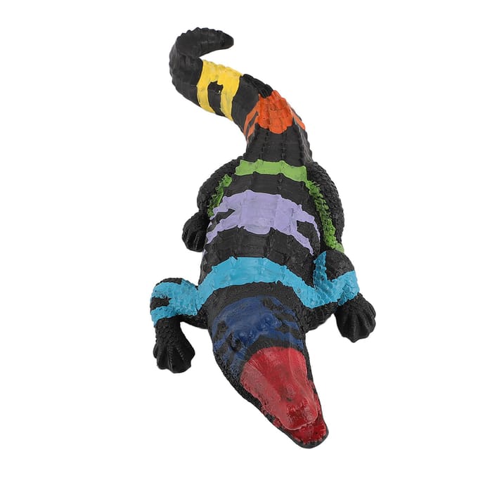 Sculpture Crocodile Statue Mini Résine Intérieur Extérieur Jardin Décor Moderne Figurine Animale Table black